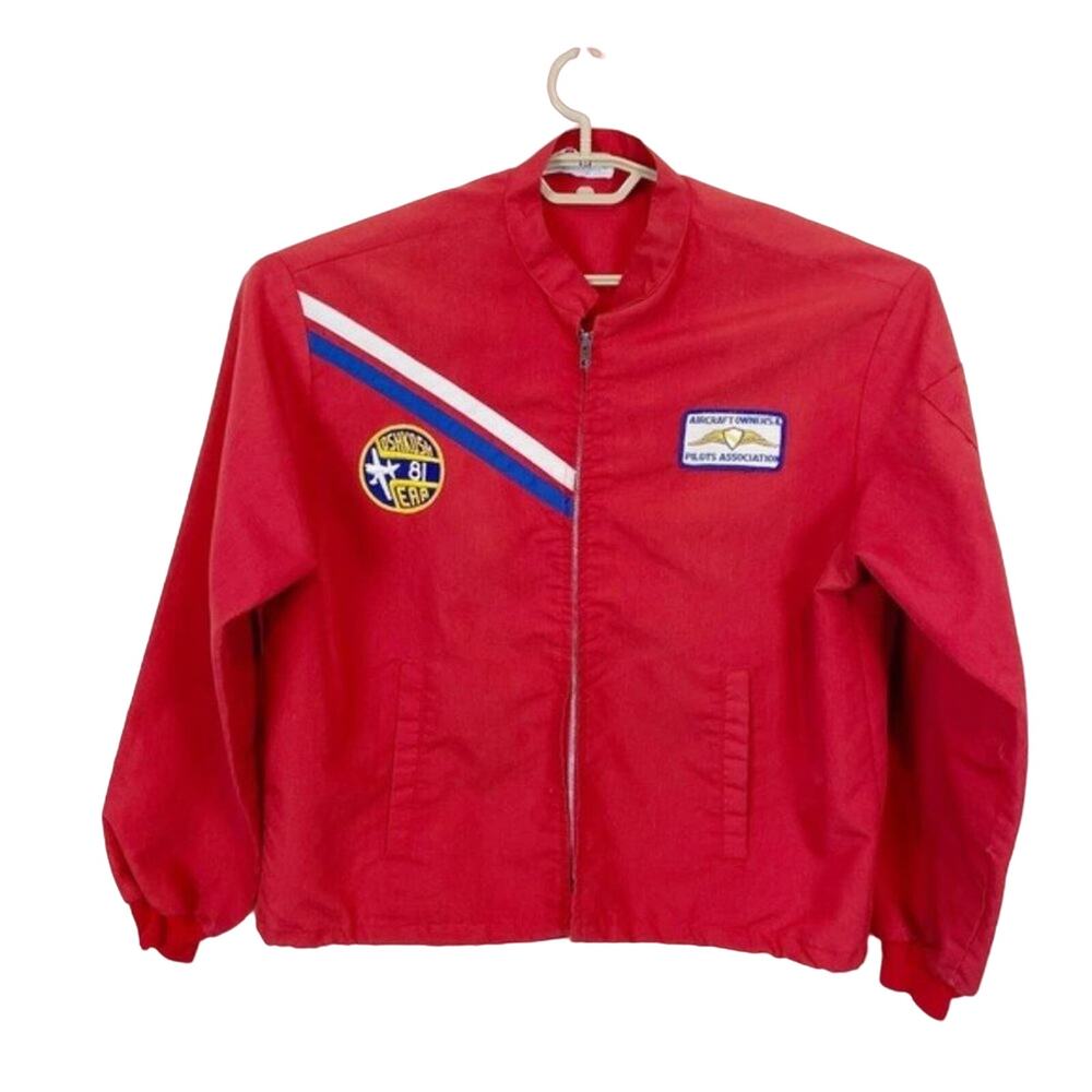 Flight Apparel Pilot's Jacket Men's SZ L Vintage Oshkosh 81 Hammonton Airport